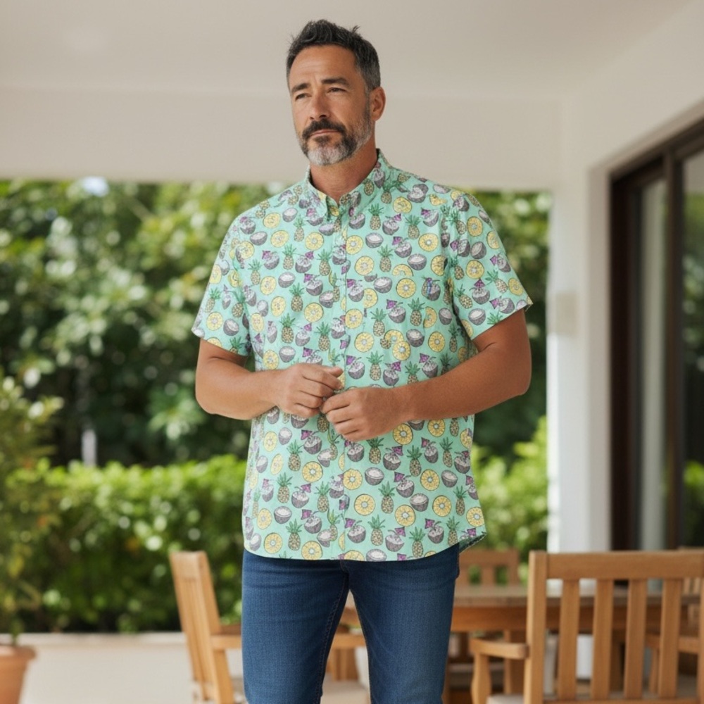 Chubbies Pineapple Coconut Button Up Stretch Shor… - image 1